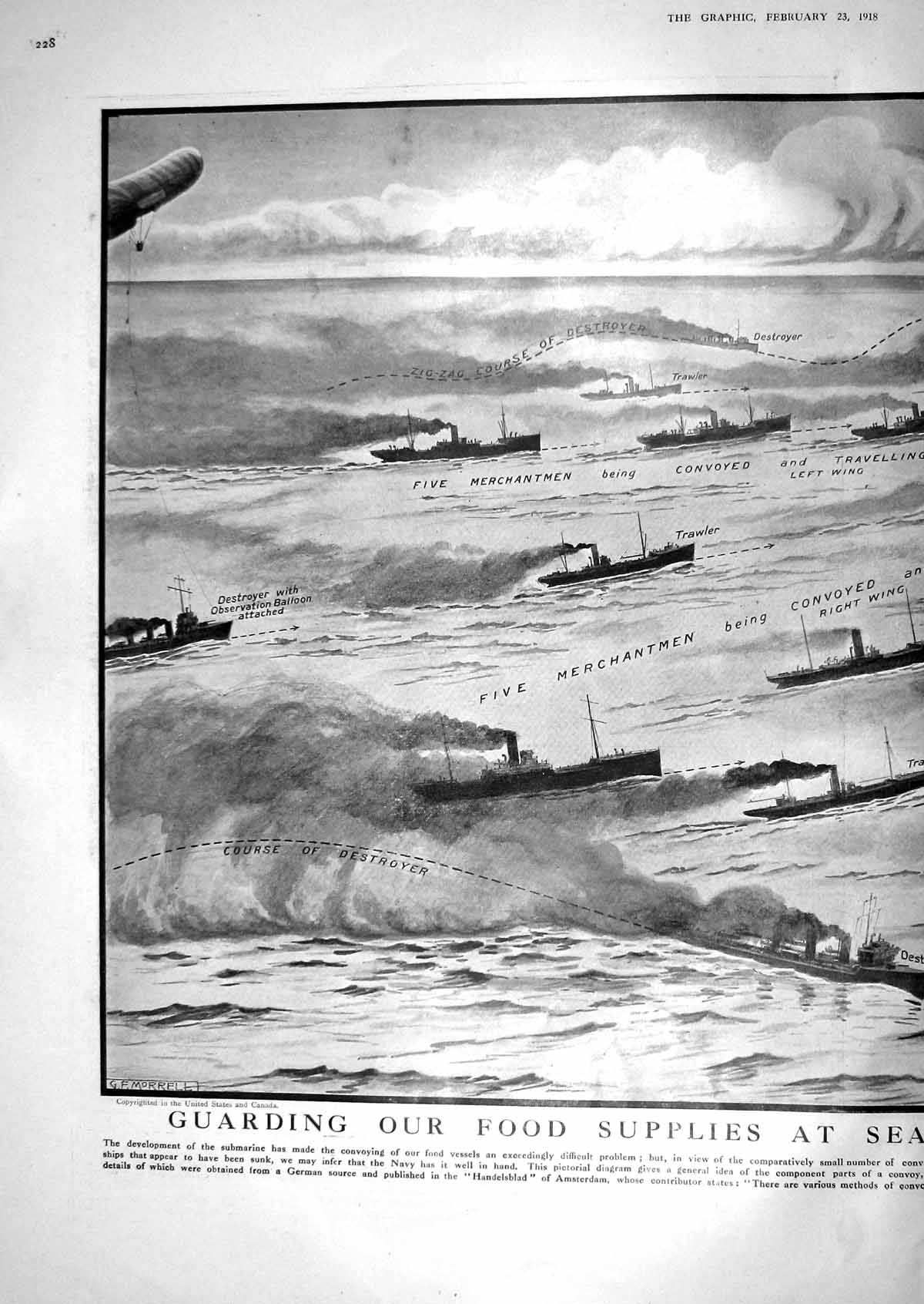 Old 1918 War Ships Guarding Food Supplys Sea Merchantmen Trawler Dest 20th
