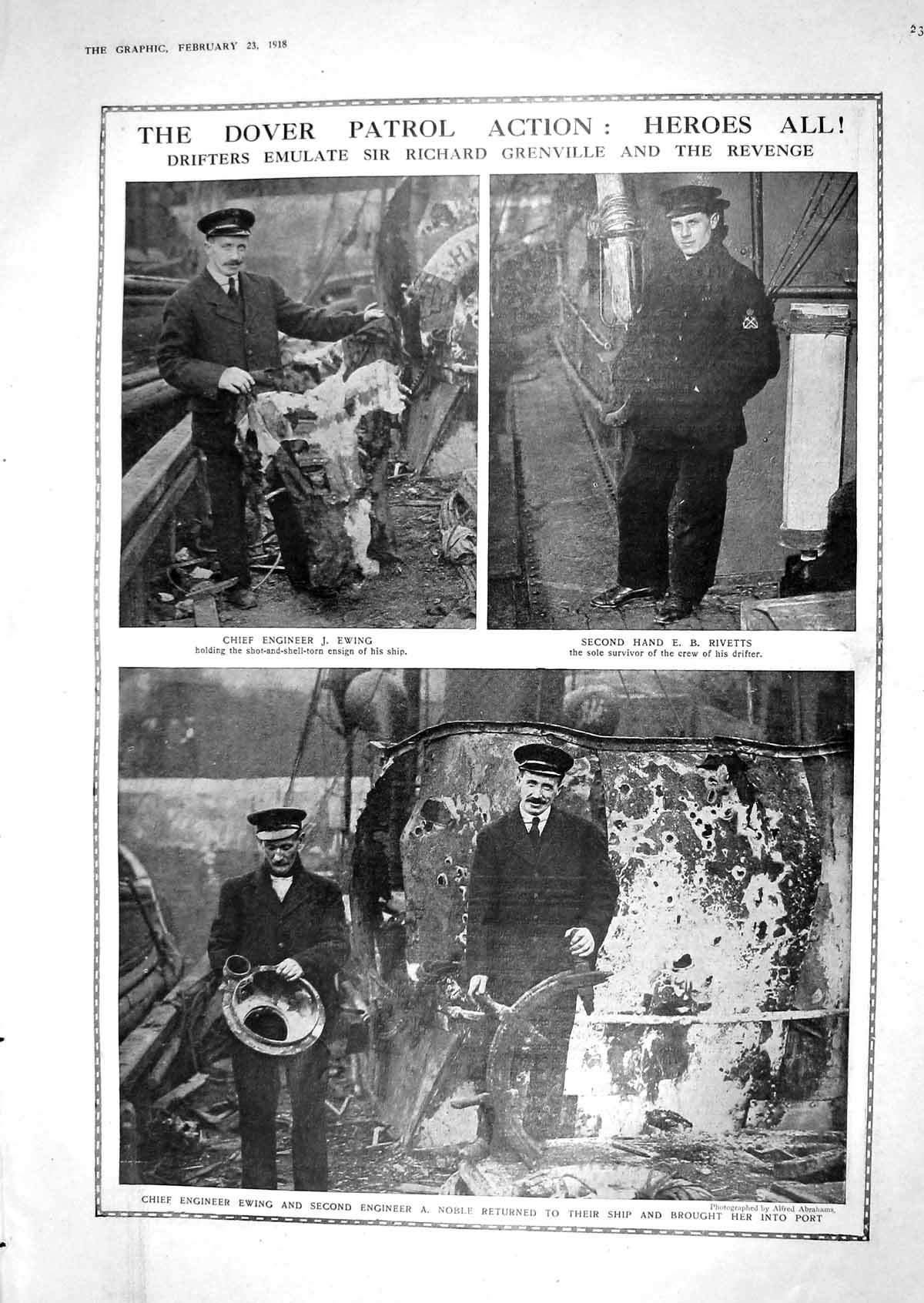 Old 1918 Dover Patrol Ewing Rivetts Noble Engineer Ships Tuscania Foy 20th