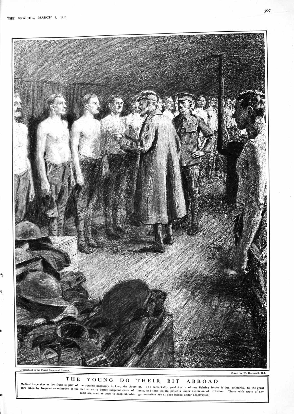 Old Print 1918 War Siers Medical Inspection George Hotel Avonbank Carlyl 20th