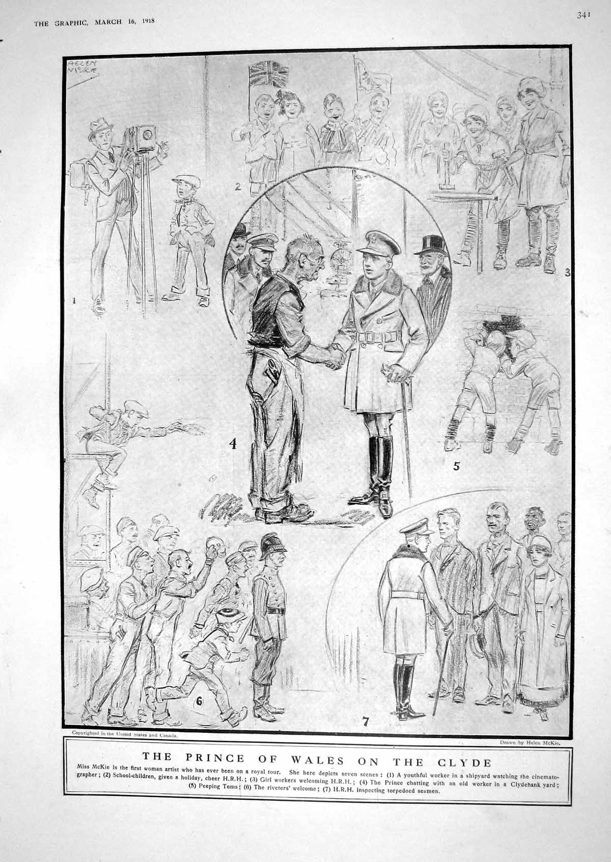 Old 1918 Prince Wales Clyde Mckie Girl Workers Clydebank Yard Childre 20th