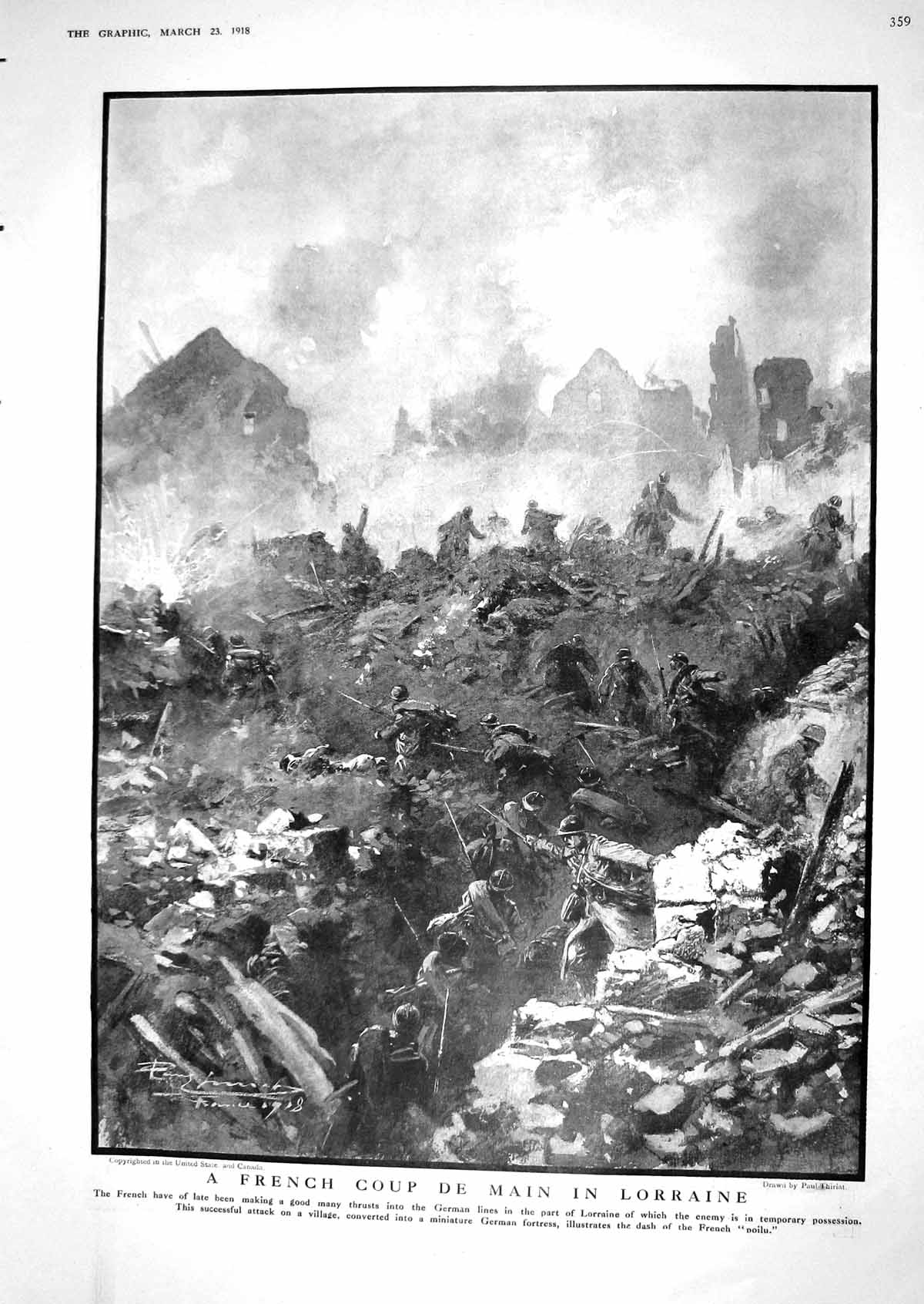Antique Print 1918 French Coup De Main Lorraine War Siers Destruction Trees