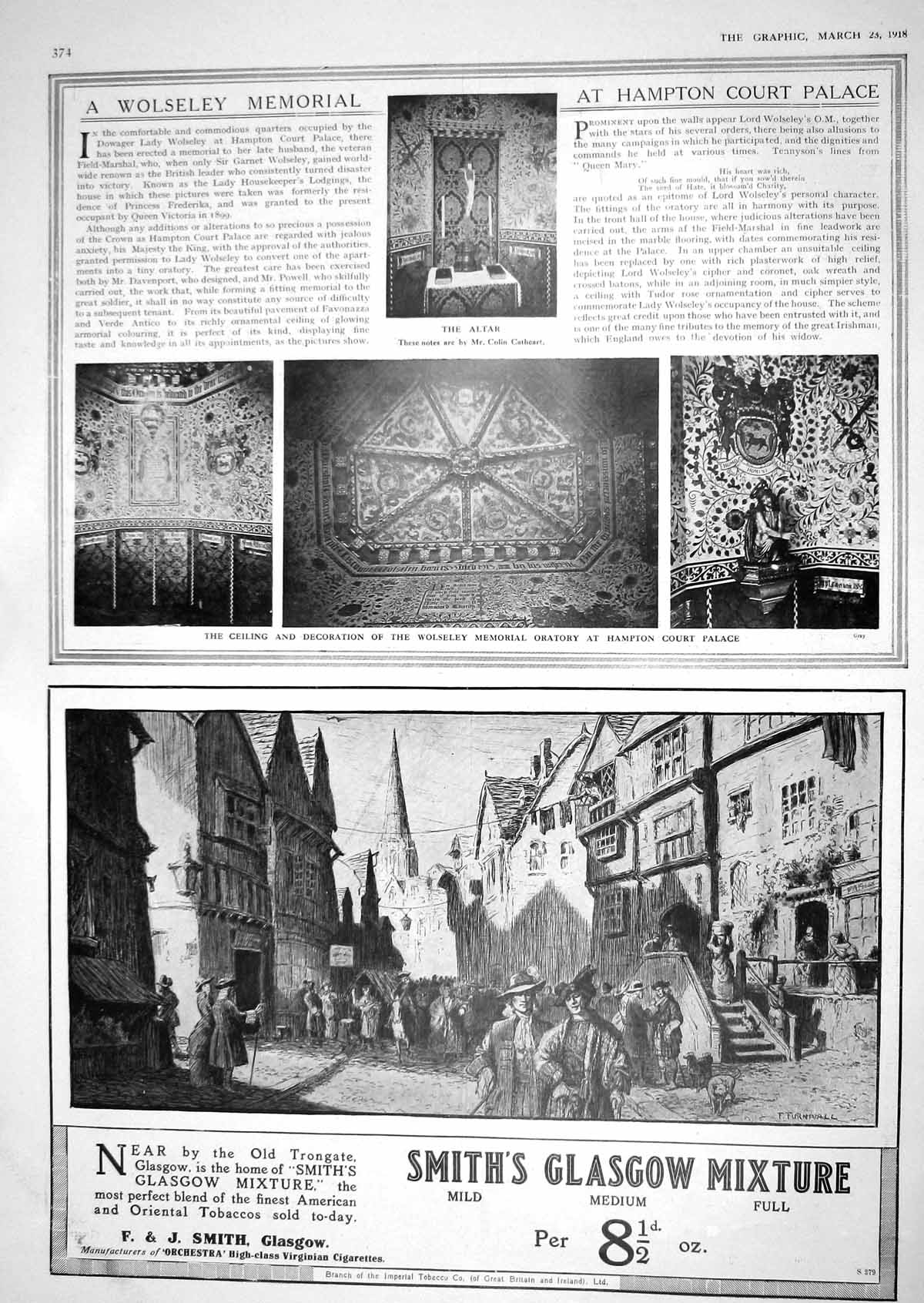 Old 1918 Ceiling Wolseley Memorial Oratory Hampton Court Palace Smith 20th