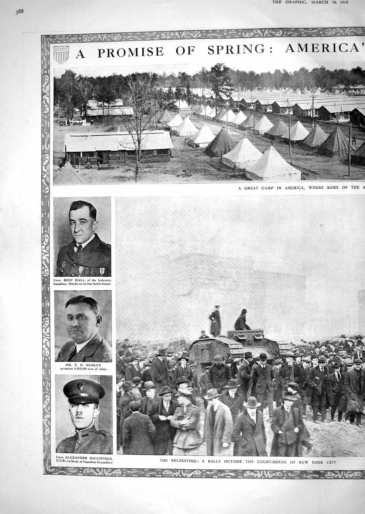 Old 1918 War Bert Hall Hurley Mcclintock New York Camp America Grow B 20th