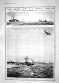 Old 1918 War Merchant Ship Submarine Airship U-Boat Mentone Social Cl 20th