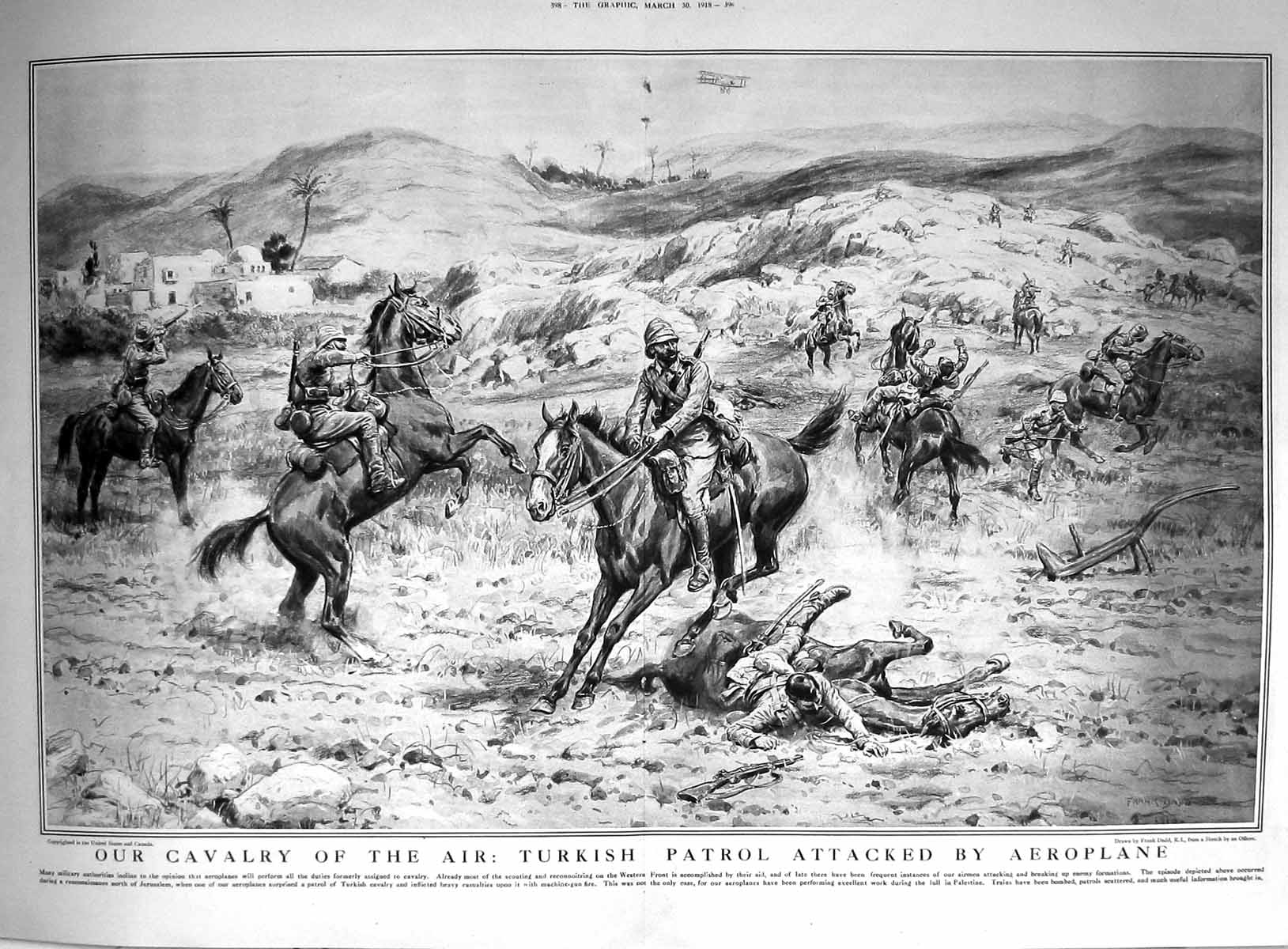 Old 1918 War Turkish Patrol Siers Attacked Aeroplane Horses Battle 20th