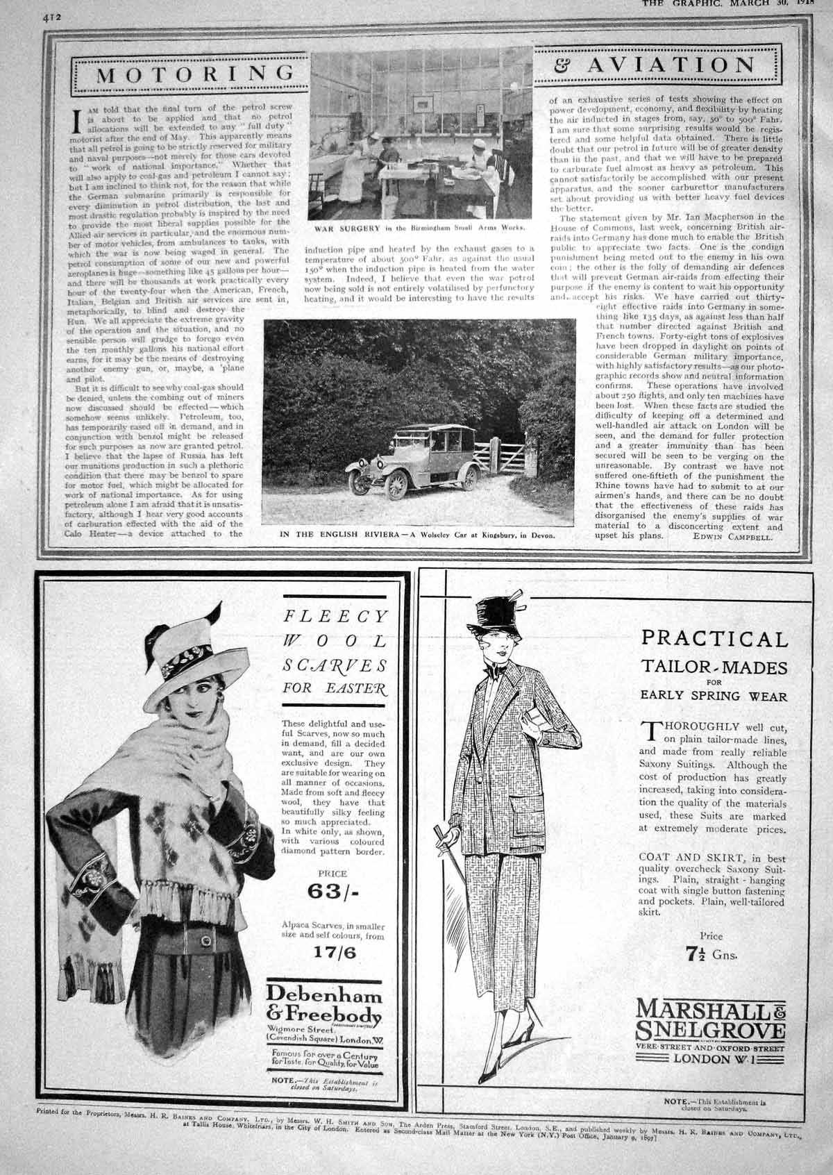 Old 1918 War Surgery Birmingham Small Arms Works Wolseley Motor Car M 20th