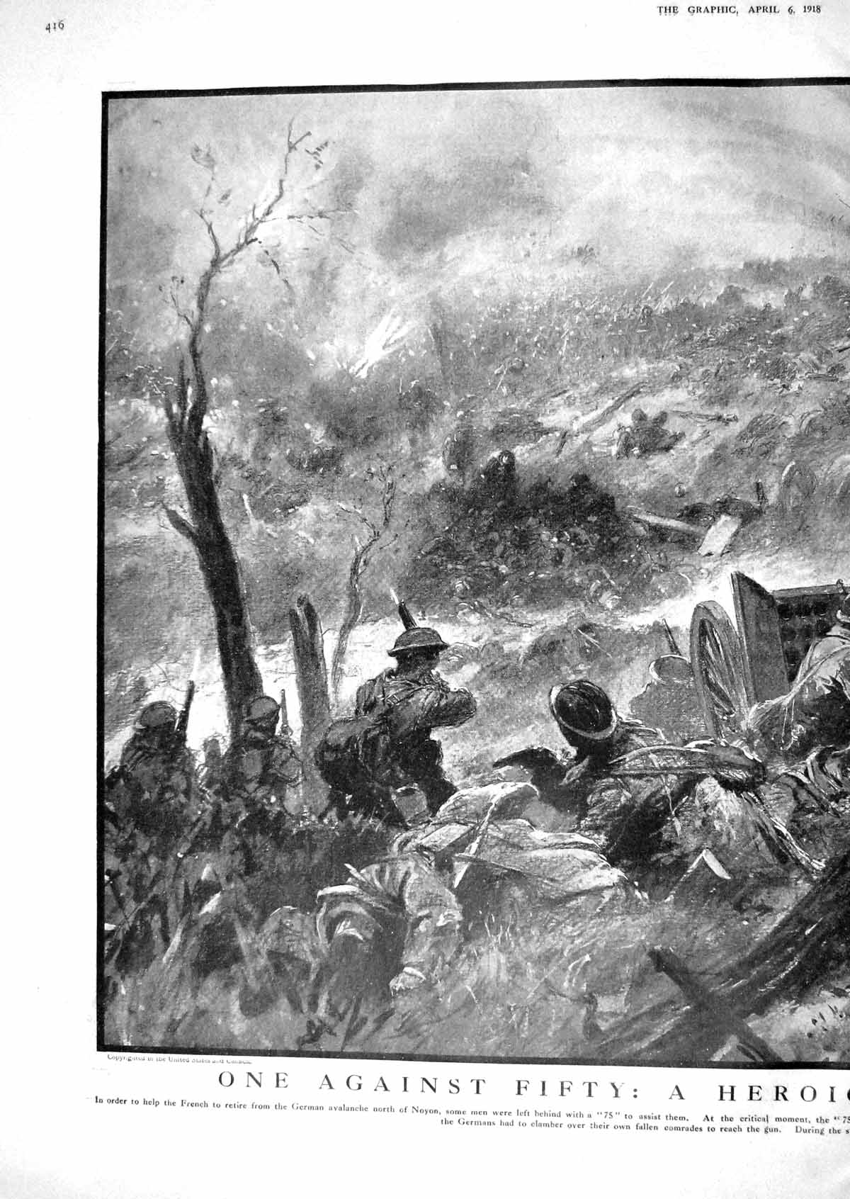 Old Print 1918 War Siers Battle French German Avalanche Noyon Map Amiens 20th