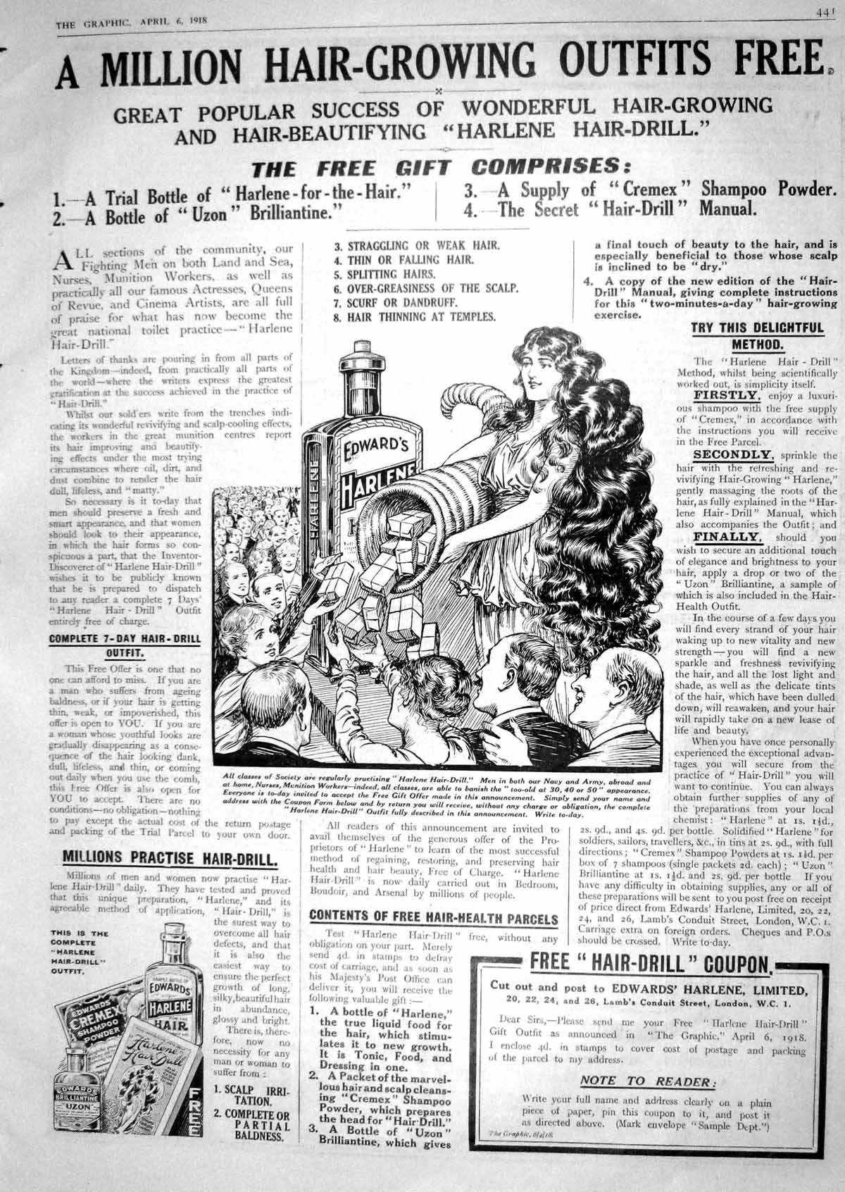 Antique Old Print 1918 Edwards Harlene Limited Lamb'S Conduit Street London