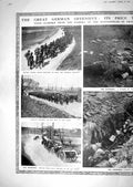 Old Print 1918 German Offensive War British Siers Trench Oise French Vil 20th