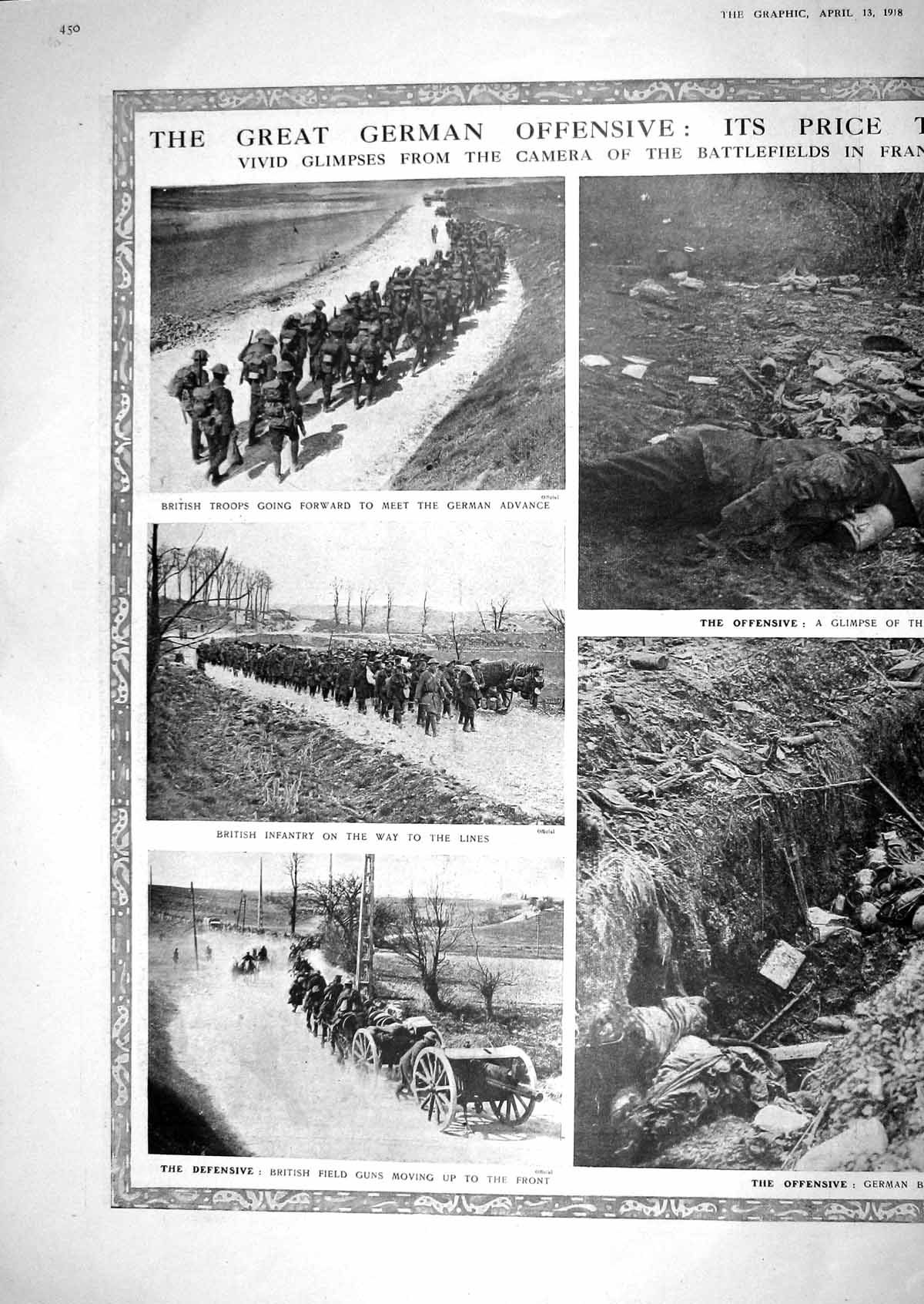 Old Print 1918 German Offensive War British Siers Trench Oise French Vil 20th