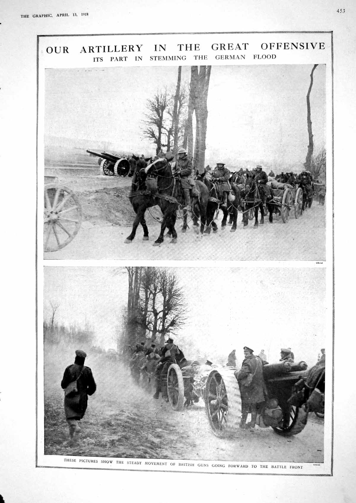 Old Print 1918 War British Artillery Guns Weapons America French Siers P 20th
