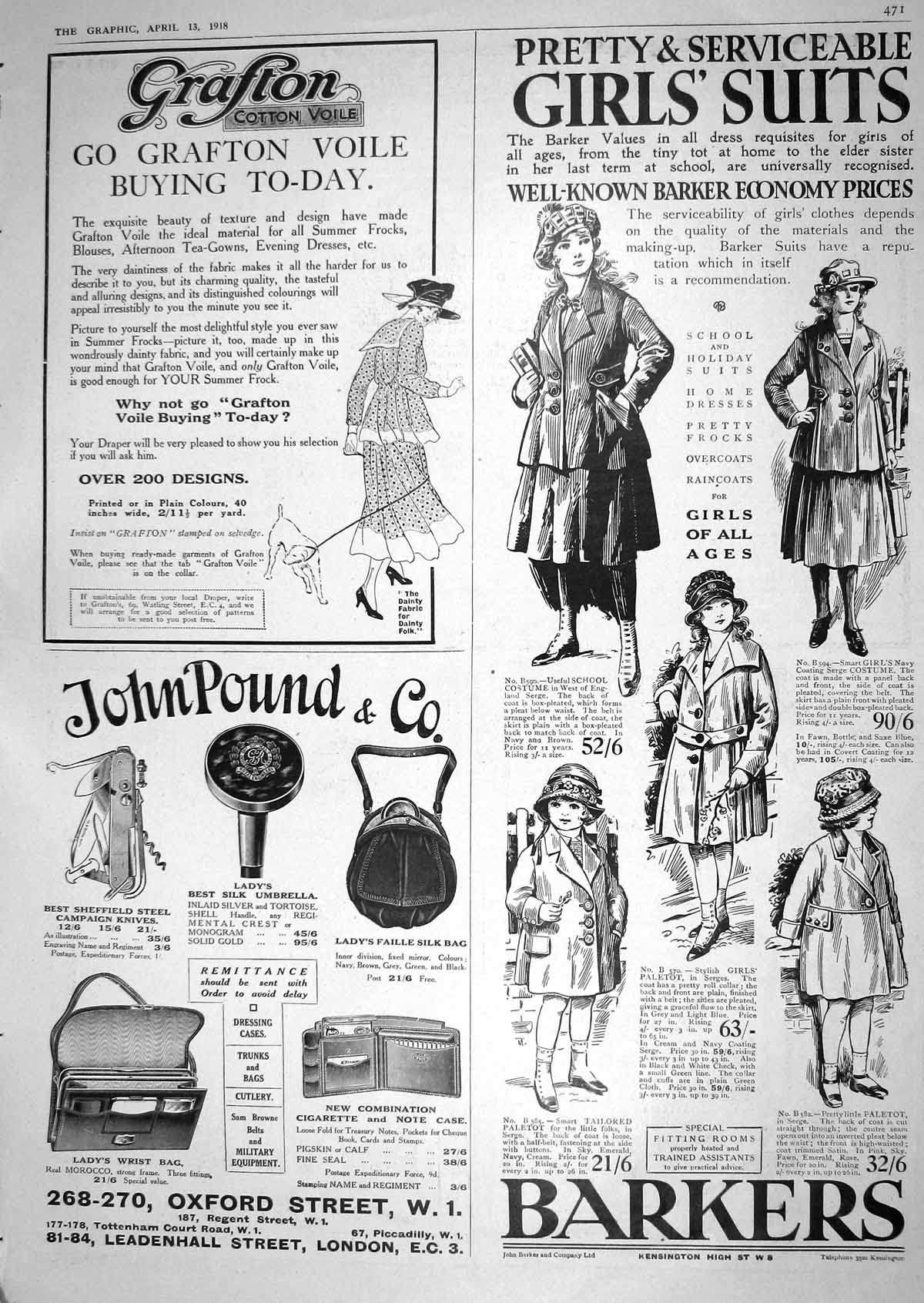 Antique Old Print 1918 Grafton Barkers John Pound Leadenhall Street London 20th