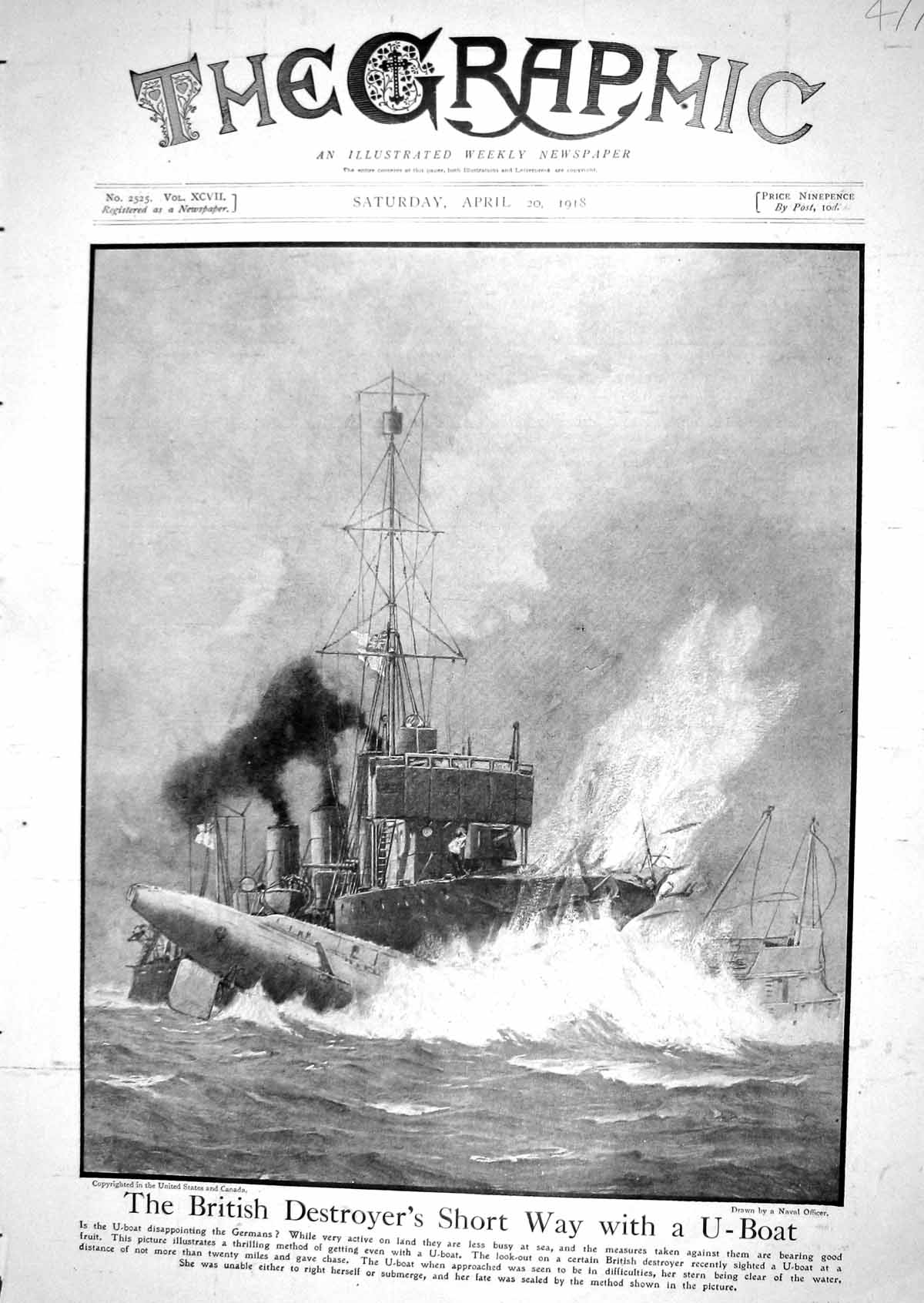 Old 1918 War Ship British Destroyer U-Boat Colosseum Rome German Dug- 20th
