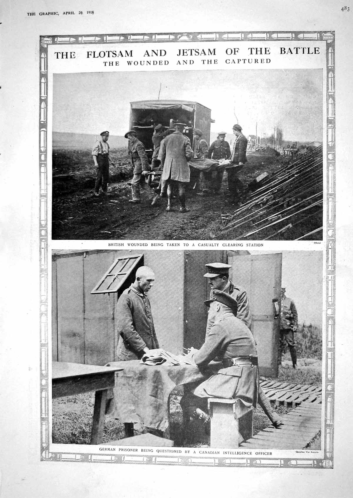 Old Print 1918 War Flotsam Jetsam British Siers German Prisoner Agarwala 20th