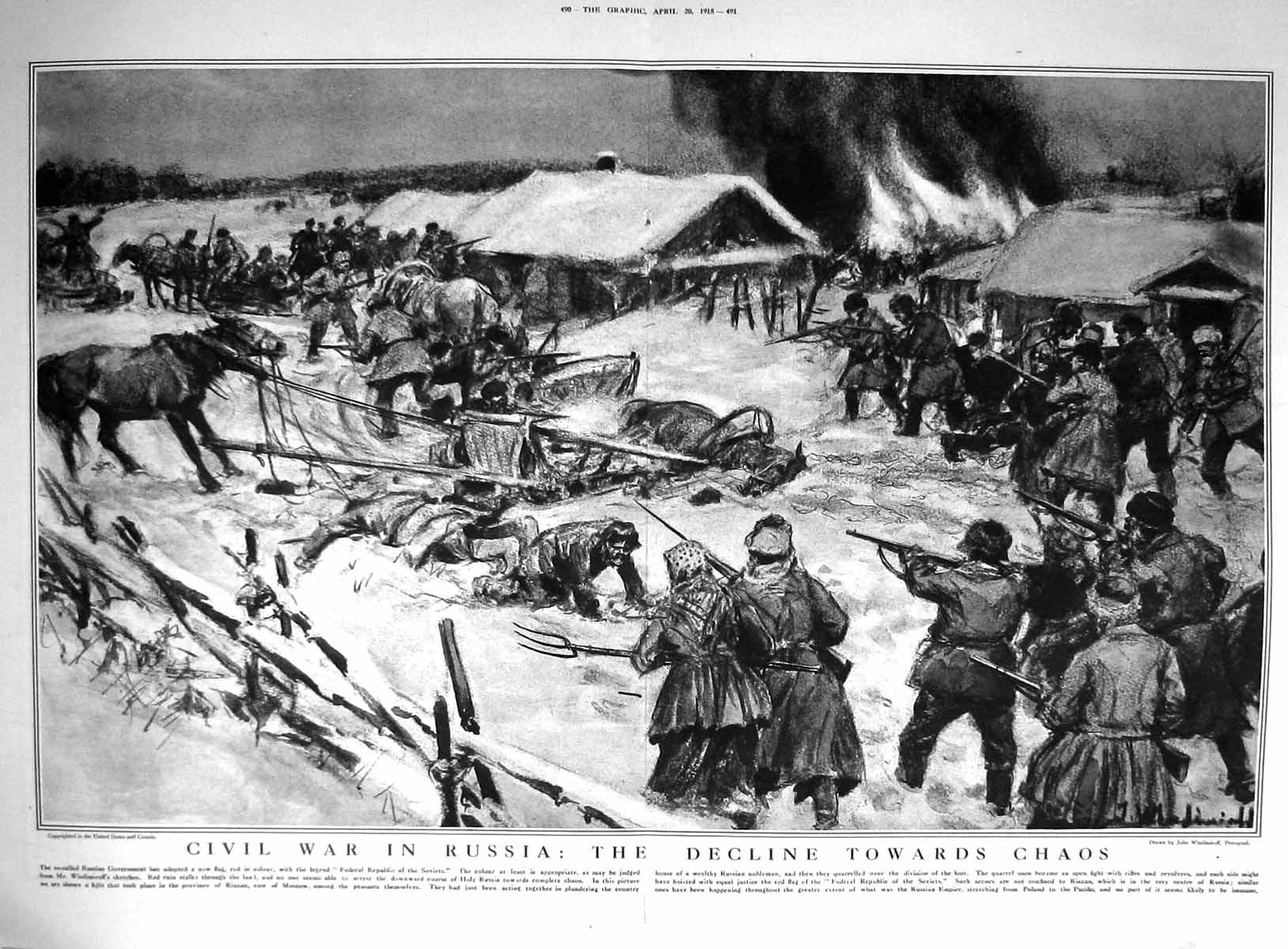 Old 1918 Civil War Russia Federal Republic Soviets Battle Horses Wlad 20th