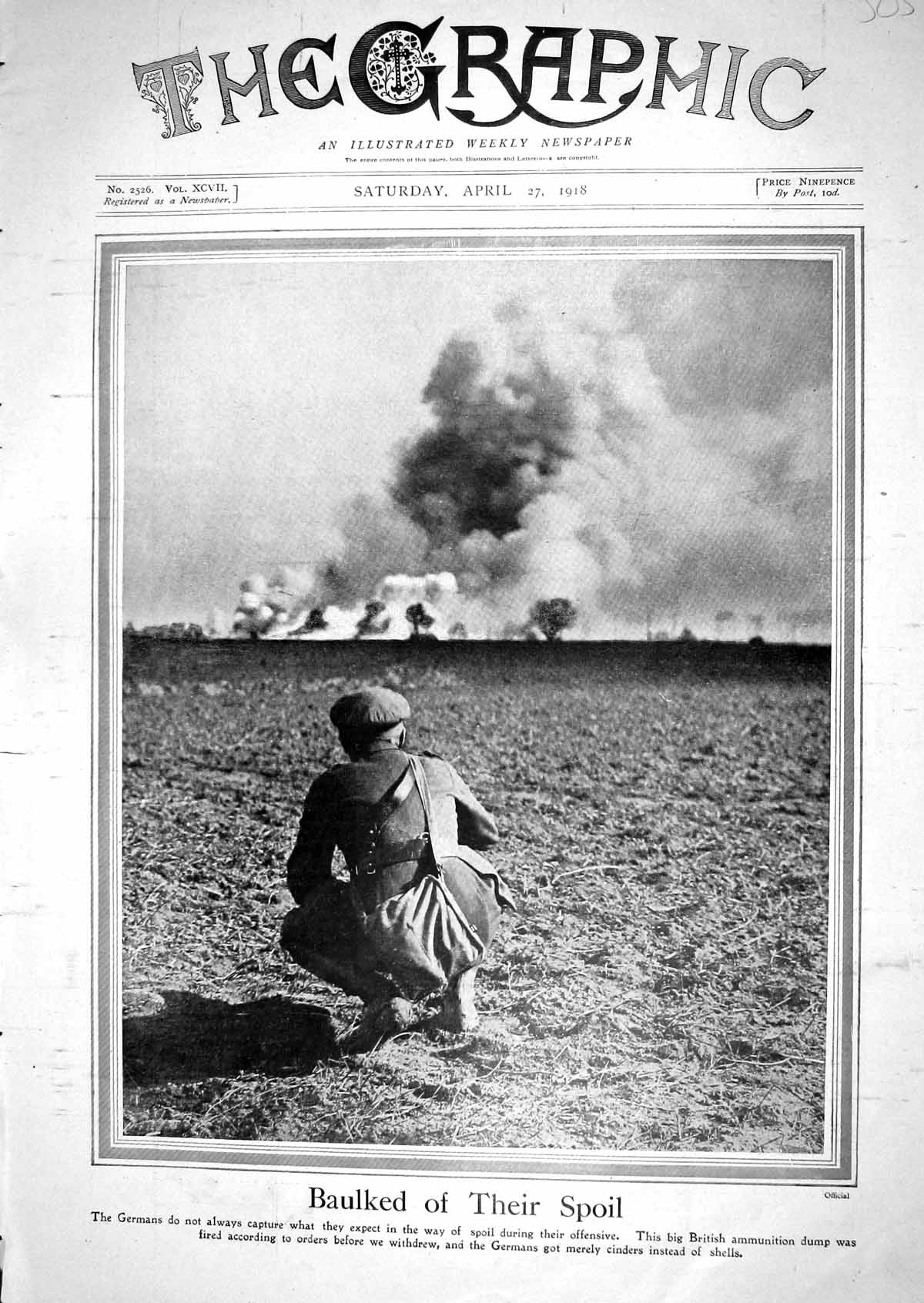 Old Print 1918 War British Ammunition Dump Sier Phoebe Chaplin Douglas H 20th