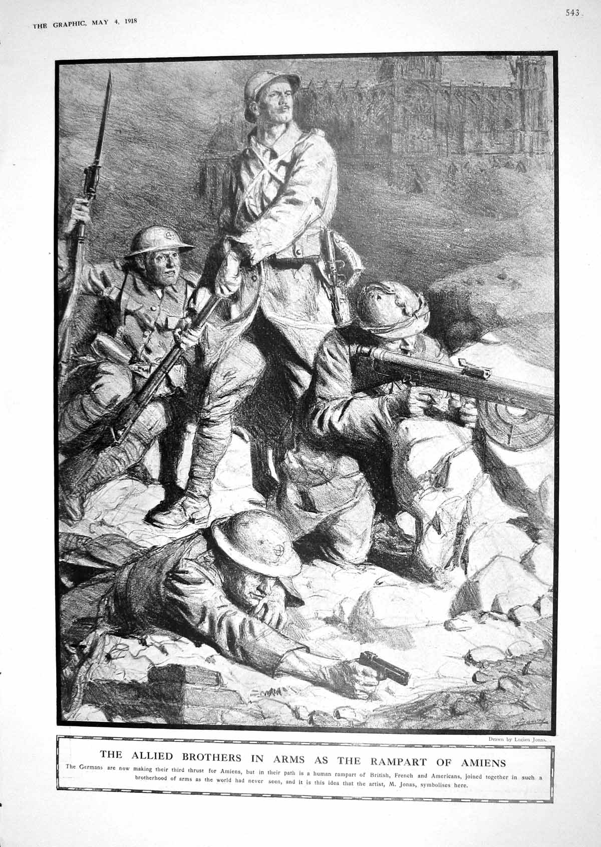 Old Print 1918 War Siers Weapons Germans Amiens American Aeroplanes Fran 20th