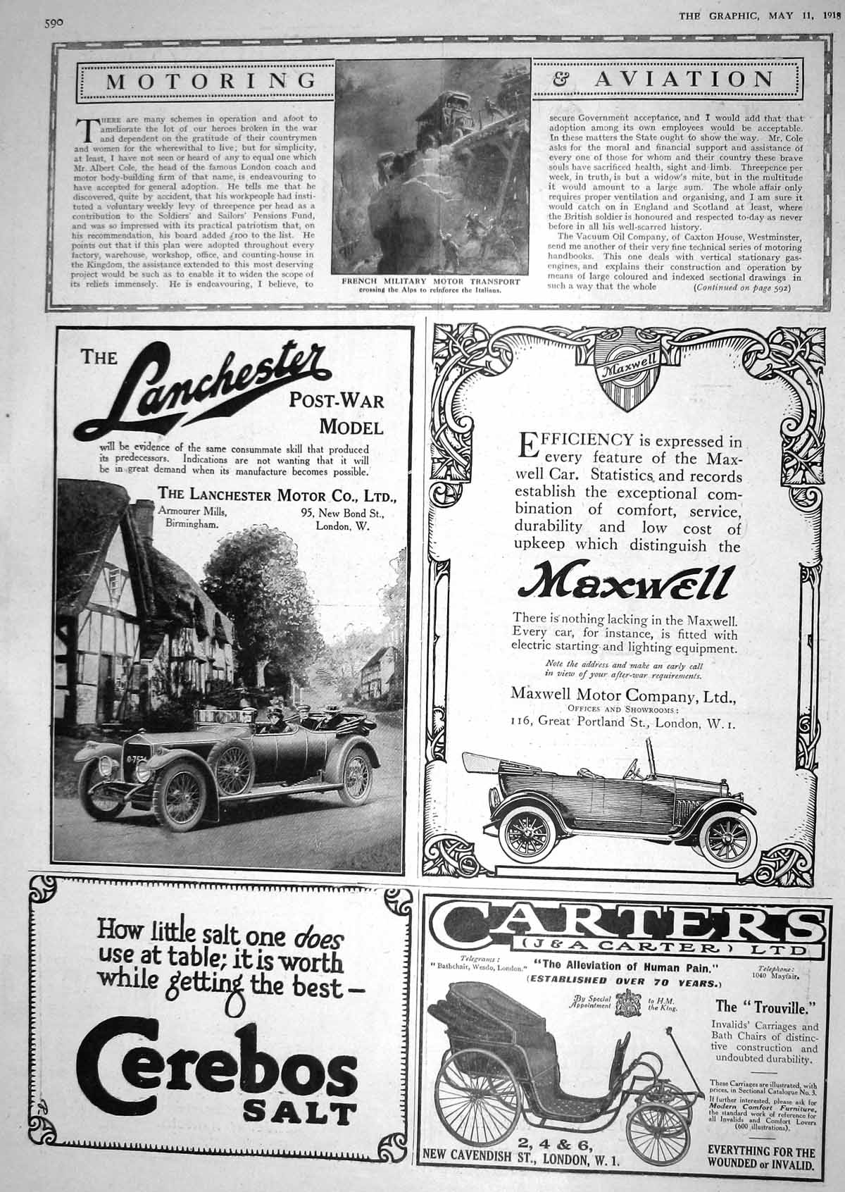 Old 1918 War French Military Motor Transport Alps Mountains Lancheste 20th