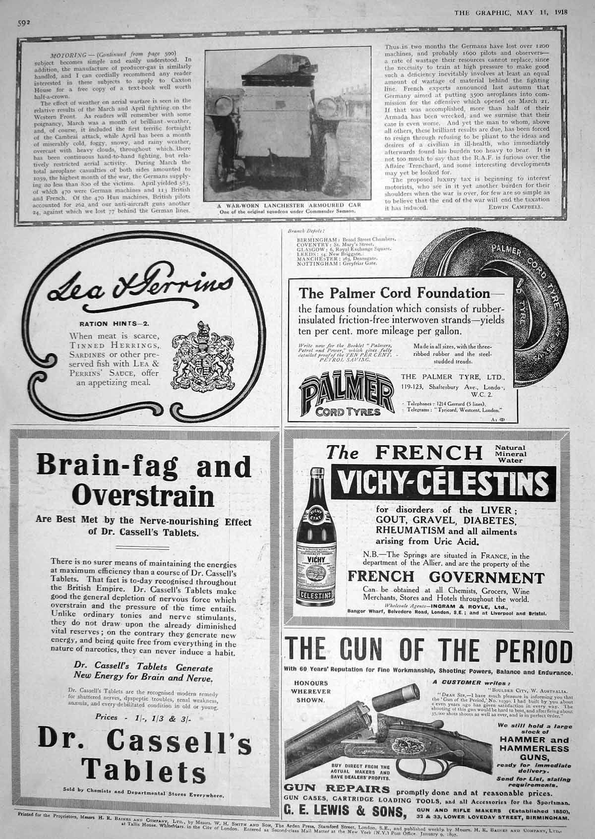 Antique Print 1918 War-Worn Lanchester Motor Armoured Car Samson Cassell'S 20th