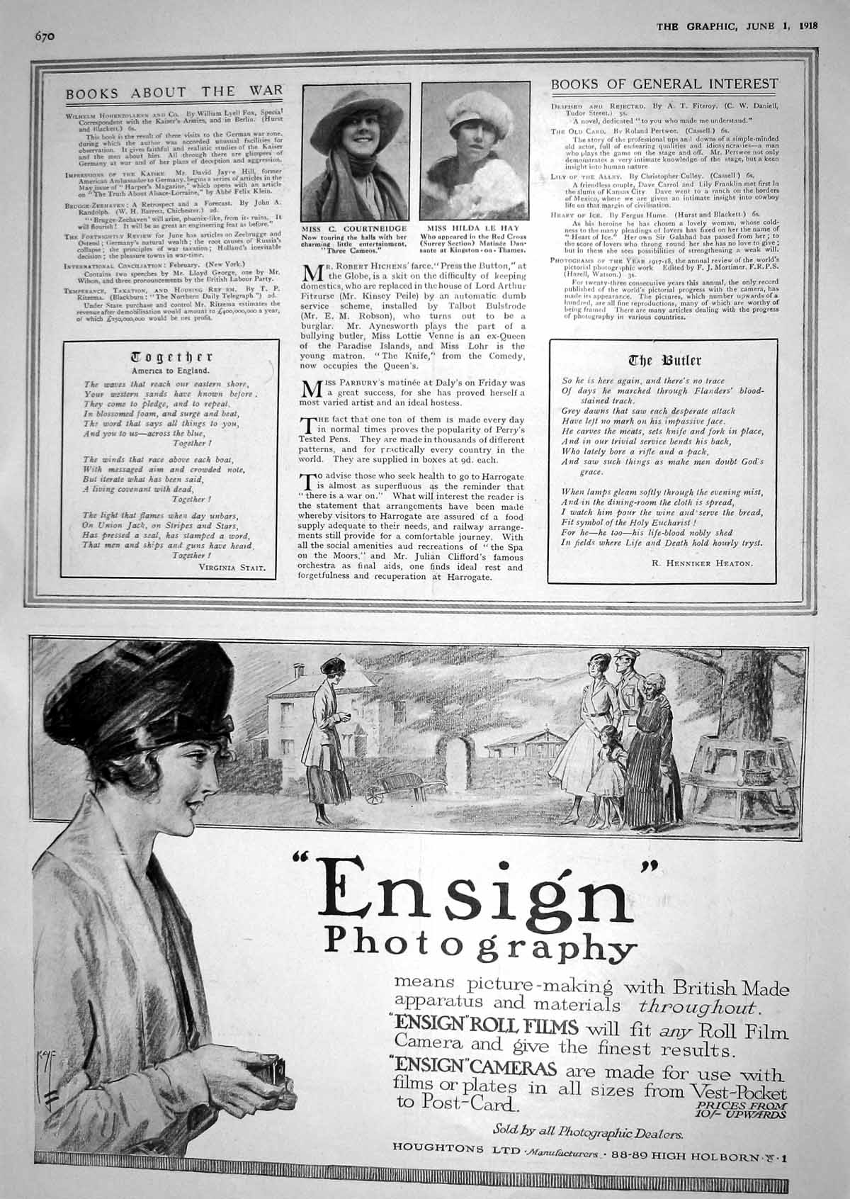 Antique Old Print 1918 Courtneidge Hilda Le Hay Theatre Ensign Photography 20th
