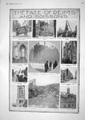 Old 1918 France War Reims Soissons Cathedral Statue D'Arc British Sol 20th