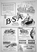Old Print 1918 B.S.A. Motor Cycles Sidecar Harrogate Weatherill Breeches 20th