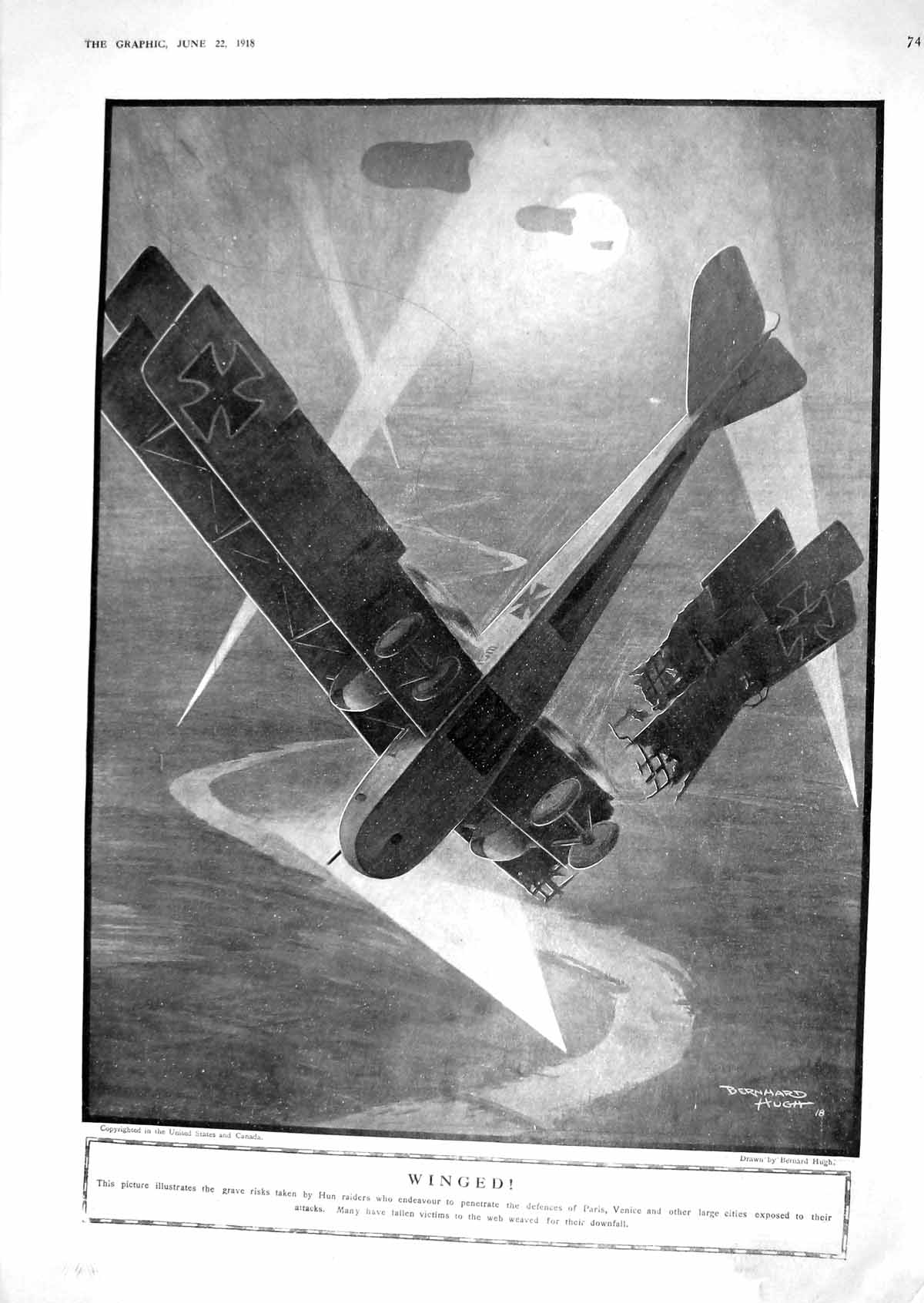 Old 1918 War Hun Raiders Aeroplanes Map France Compiegne Dammartin Me 20th