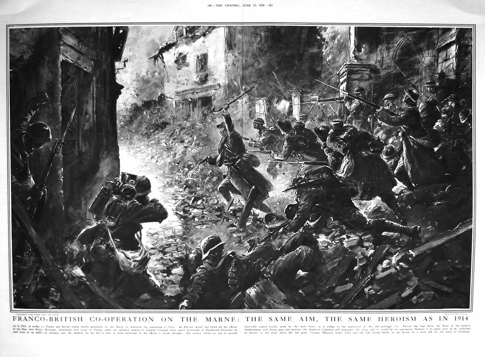Old 1918 War Franco-British Co-Operation Marne French British Sier 20th