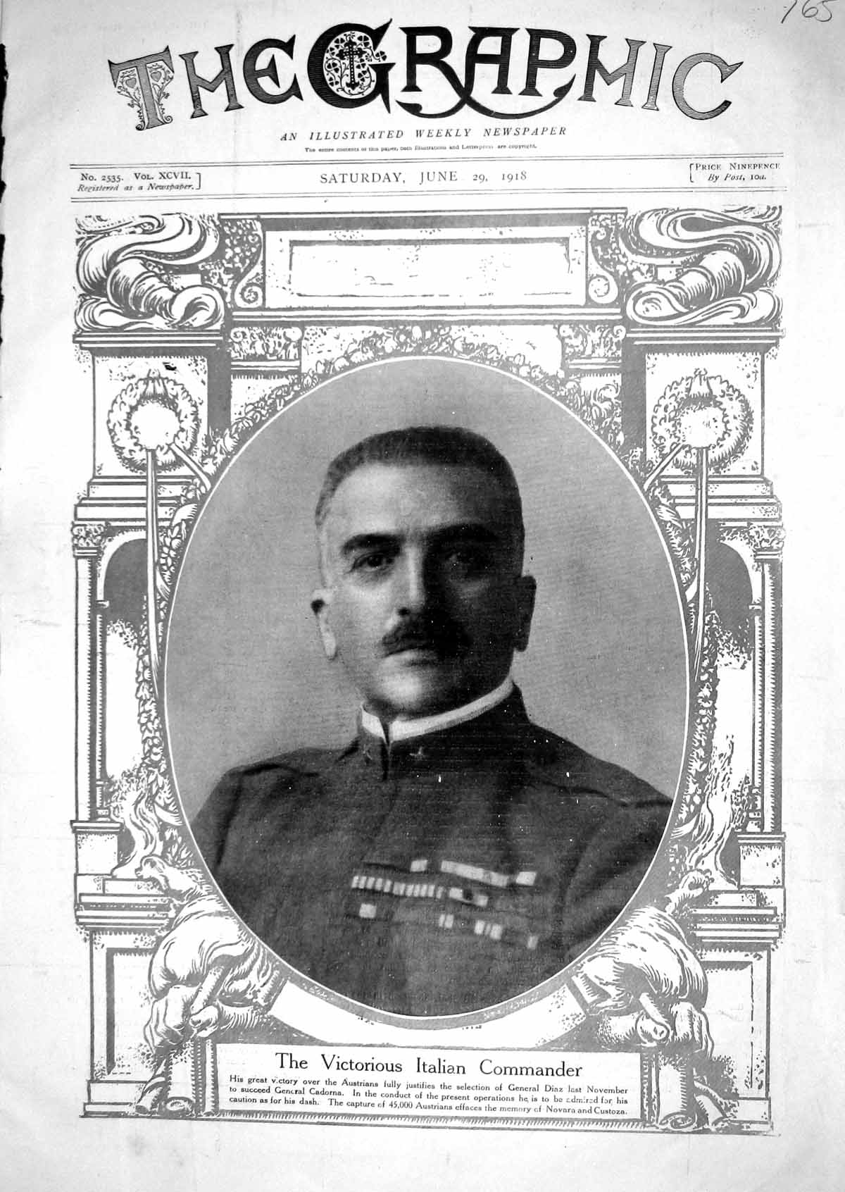 Original Old Vintage Print 1918 Portrait War General Diaz Austria Photograph