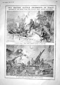 Old Print 1918 British Siers War Italy Anti-Aircraft Battery German Gren 20th