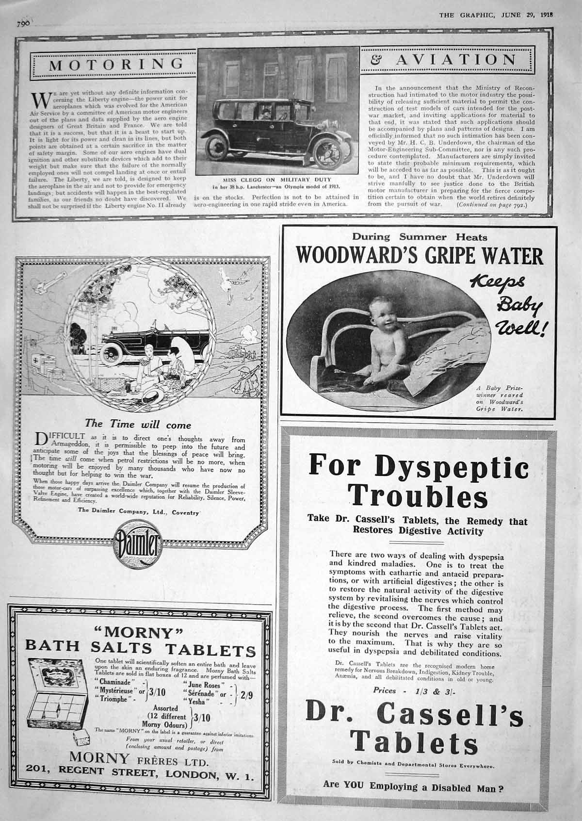 Antique Old Print 1918 Clegg Military Duty Lanchester Olympia Motor Car Morny