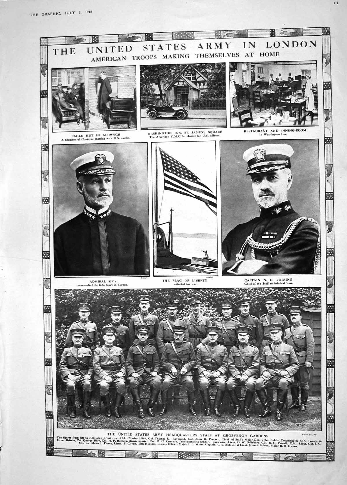 Old 1918 War Admiral Sims Twining America Army Raymond Biddle Prince 20th