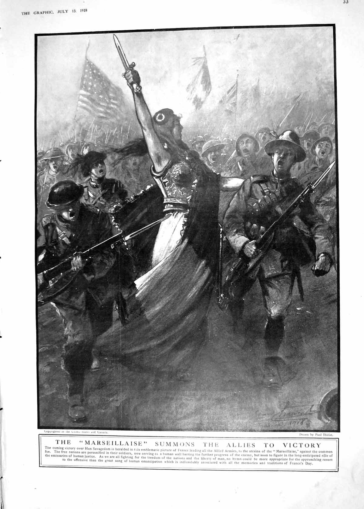 Old Print 1918 Marseillaise War Siers France Italians British Infantry A 20th