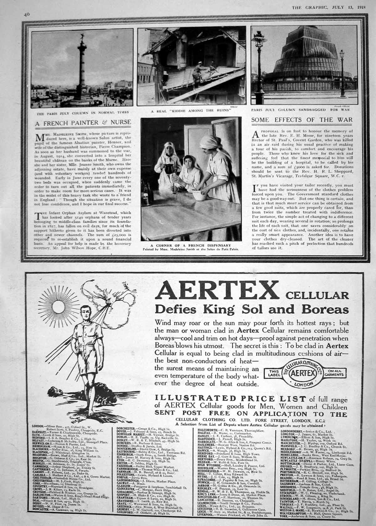 Old Print 1918 Paris July Column French Nurses War Siers Aertex Cellular 20th