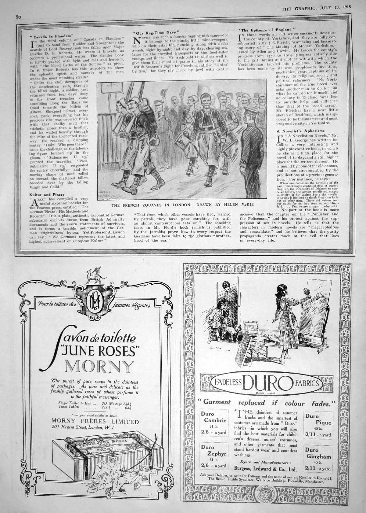 Old Vintage Print 1918 War French Zouaves London Siers Morny Freres Duro 20th