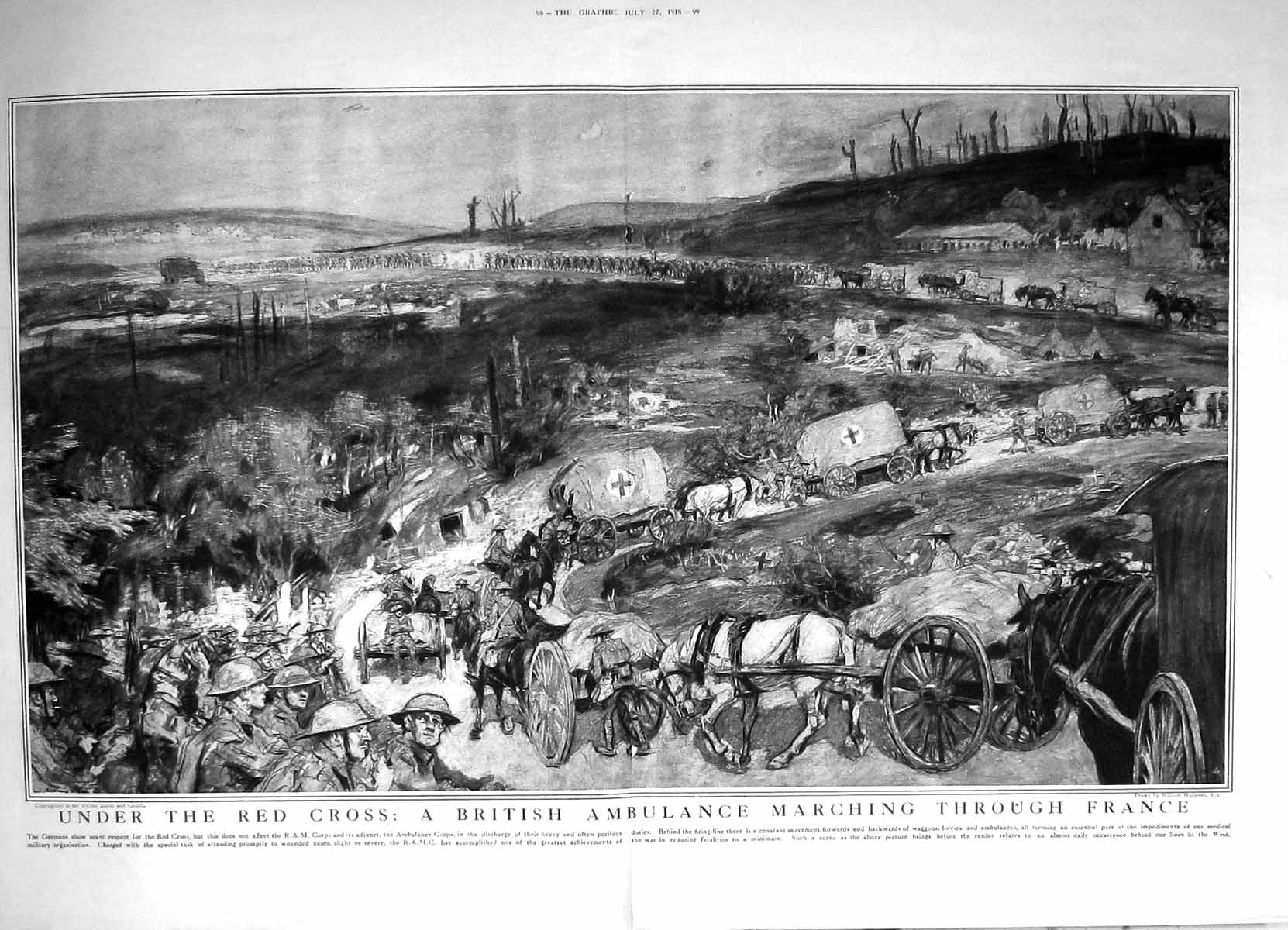 Old 1918 War Red Cross British Ambulance Marching France Waggons Hors 0 20th