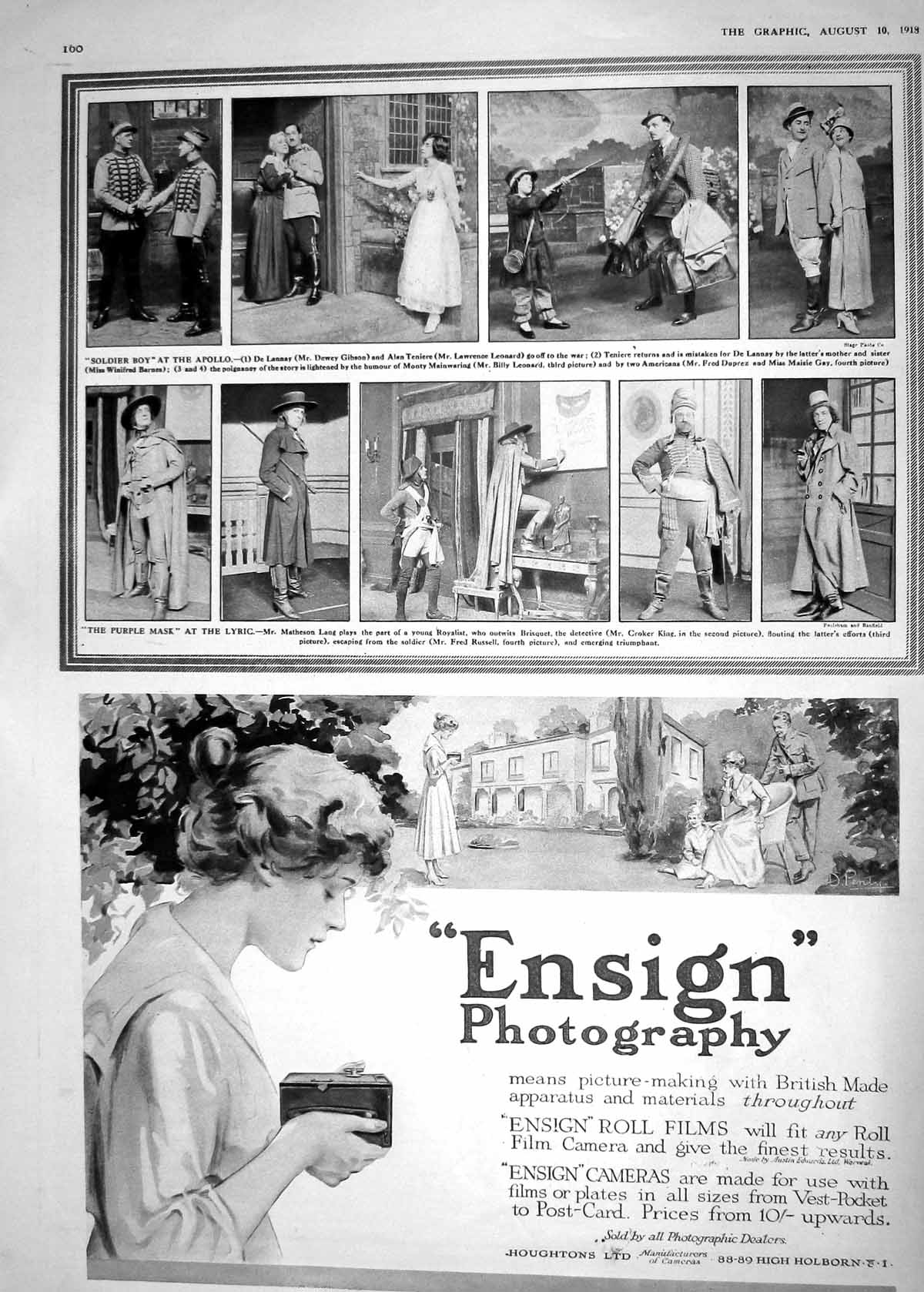 Antique Print 1918 Theatre Gibson Leonard Lang King Photography Cigarettes 20th