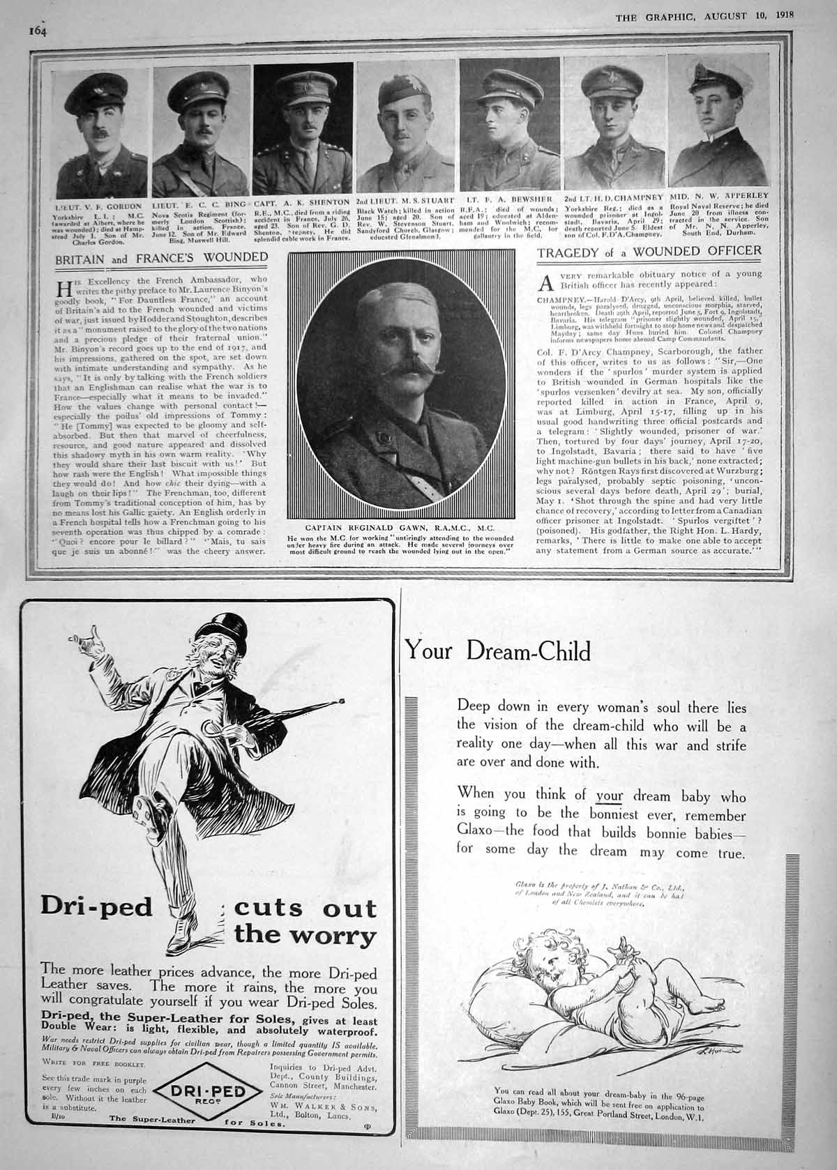 Old 1918 War Gordon Bing Shenton Stuart Bewsher Champney Apperley Gaw 20th