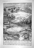 Old Print 1918 American War Siers Hun Germans Farm Vesle Plan Maxim Guns 20th