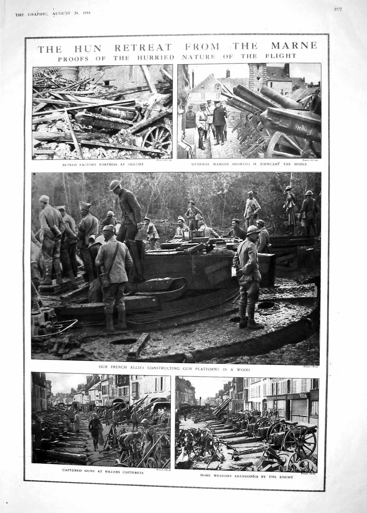 Old 1918 Hun War Marne Factory Fortress Oulchy General Mangin Poincar 20th