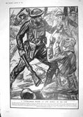 Old Print 1918 War Siers Attack Boche Hill 230 Marshal Foch Little Berth 20th