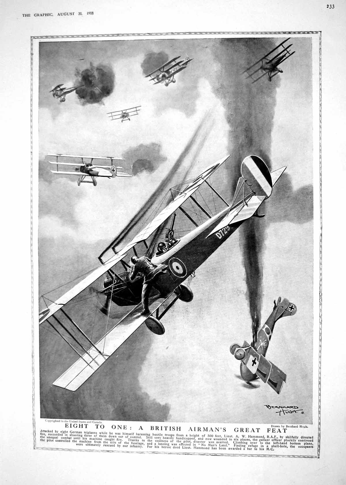 Old 1918 War British Airman German Triplanes Hammond Bengagudee Oilfi 20th