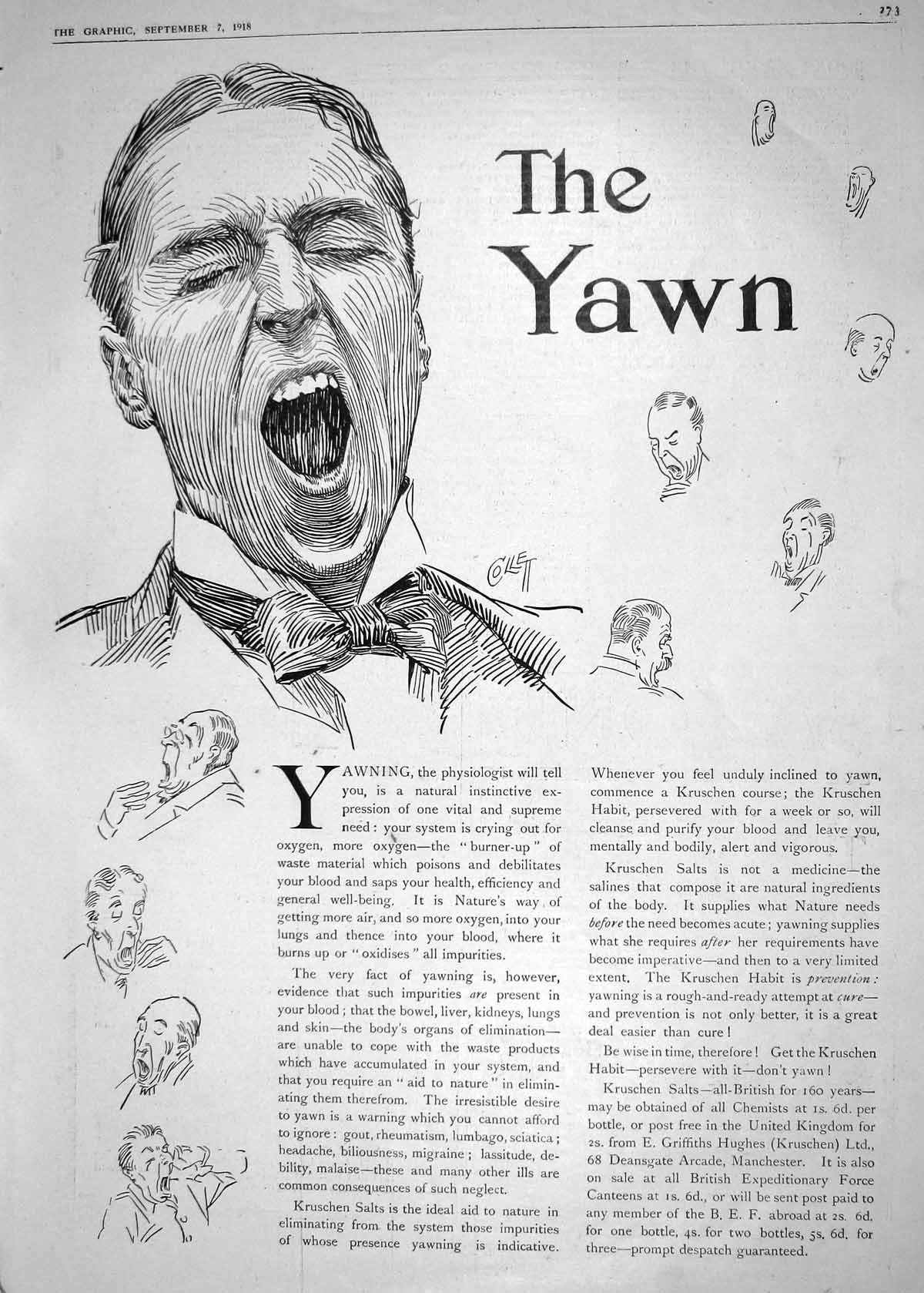 Old 1918 Physiologist Yawning Mcintosh Playfair Henry Macready Saxone 20th