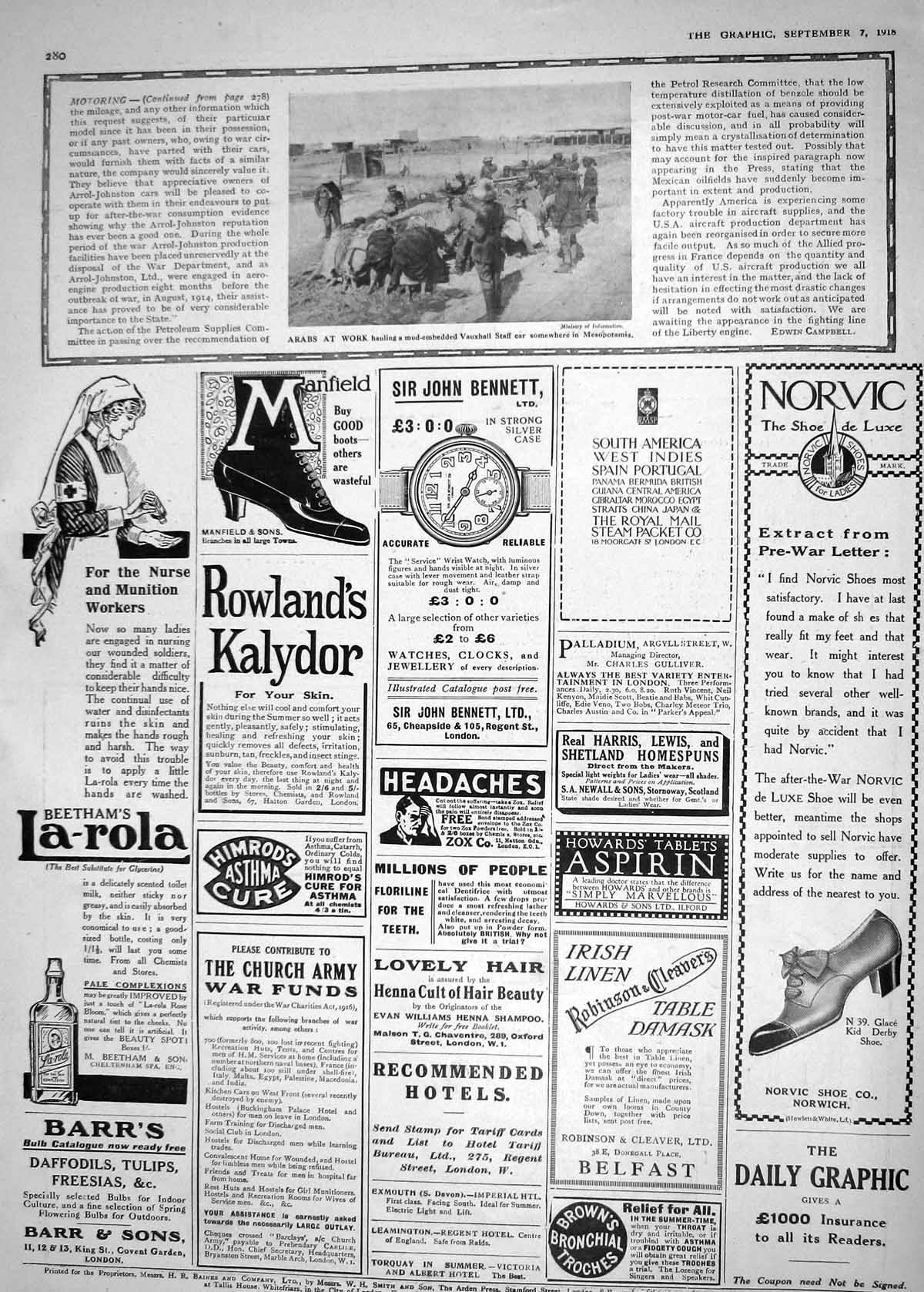 Old Print 1918 Arabs Vauxhall Staff Motor Car Mesopotamia Beethams Norvic 20th