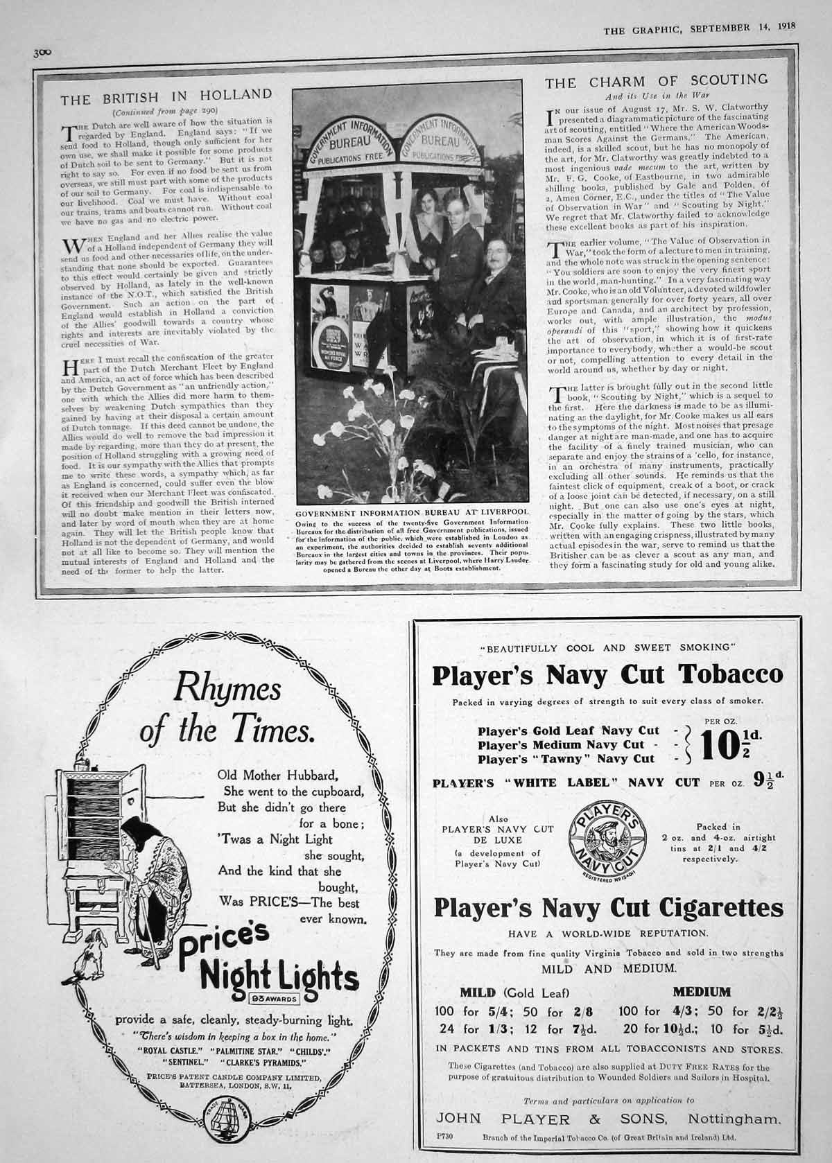 Antique Print 1918 Government Information Bureau Liverpool Players Tobacco 20th