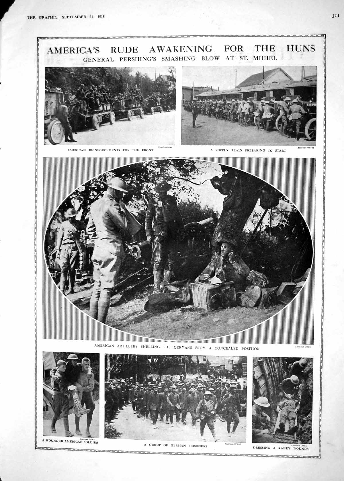Old 1918 War American Artillery Supply Train German Prisoners Ludendo 20th