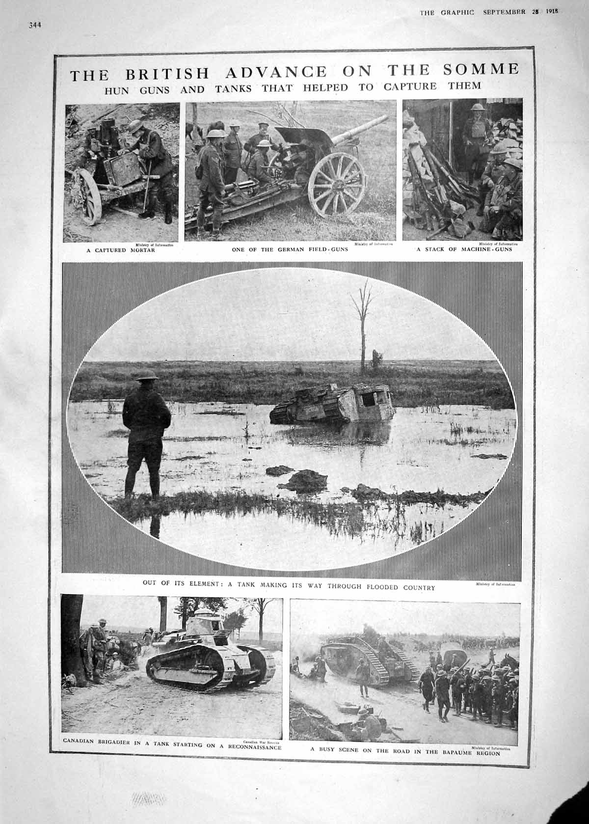 Old Print 1918 War British Siers Somme Tank Bapaume Prince Serbia Map Bu 20th