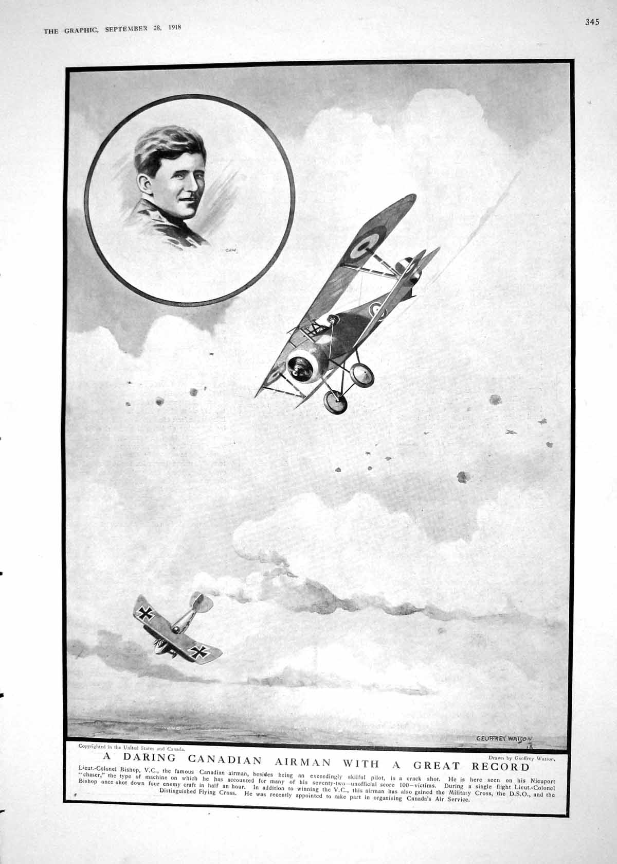 Old 1918 Canadian Airman Bishop Nieuport Chaser Aeroplane British Nav 20th