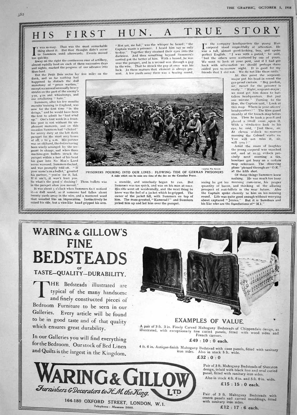 Antique Old Print 1918 War German Prisoners Waring Gillow Tootal Broadhurst