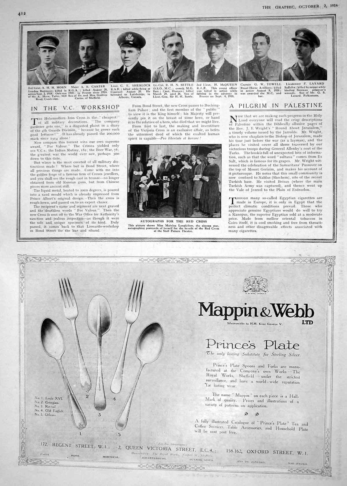 Old 1918 War Horn Carter Sherlock Settle Mcqueen Towell Layard Red Cr 20th